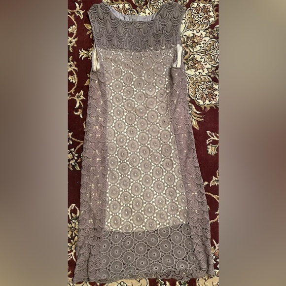 TINY taupe brown gray sleeveless mid calf midi dress 14 large l - Picture 6 of 6